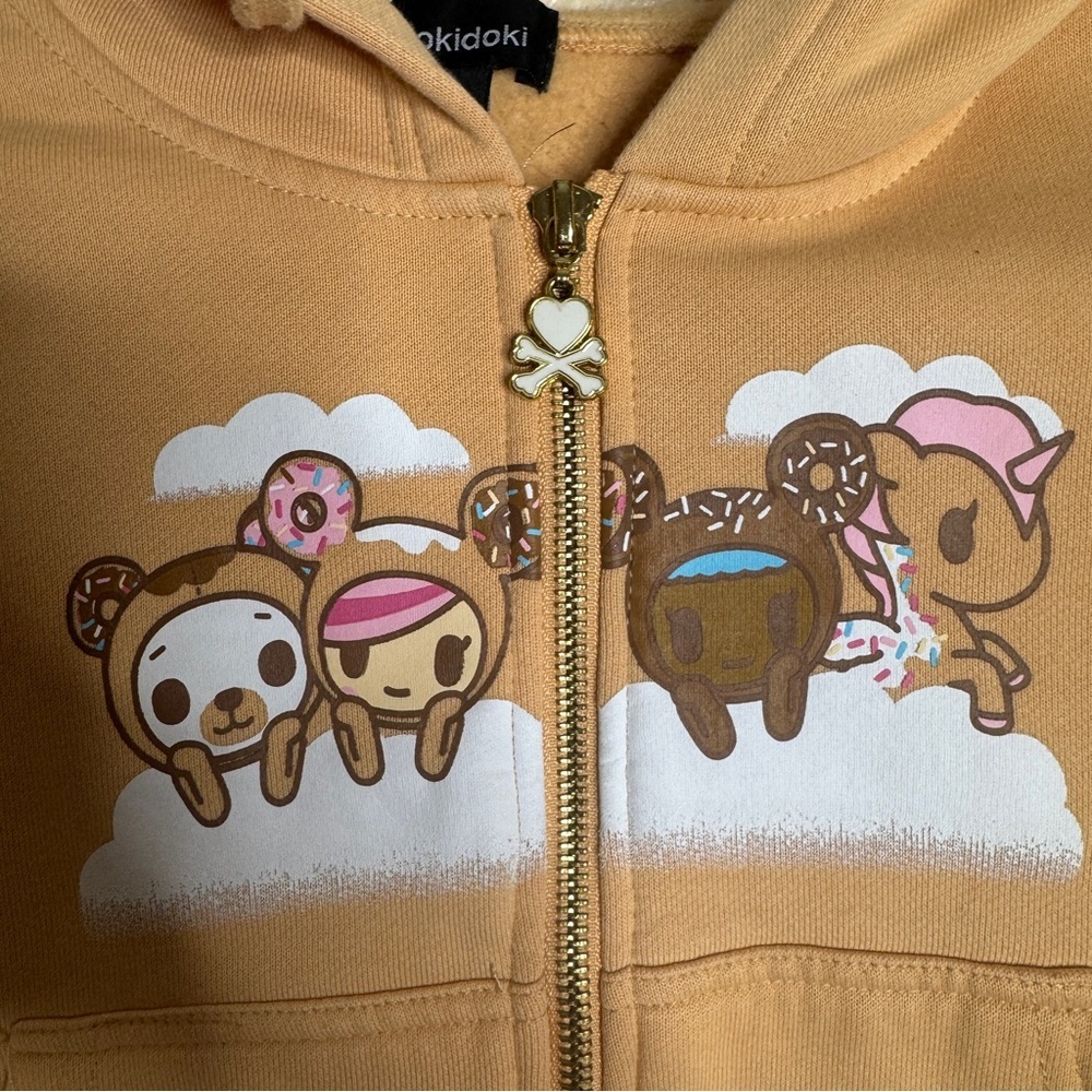 Tokidoki Sweater Women's SP Cropped Donutella Donut Ears Hoodie New - Picture 2 of 9